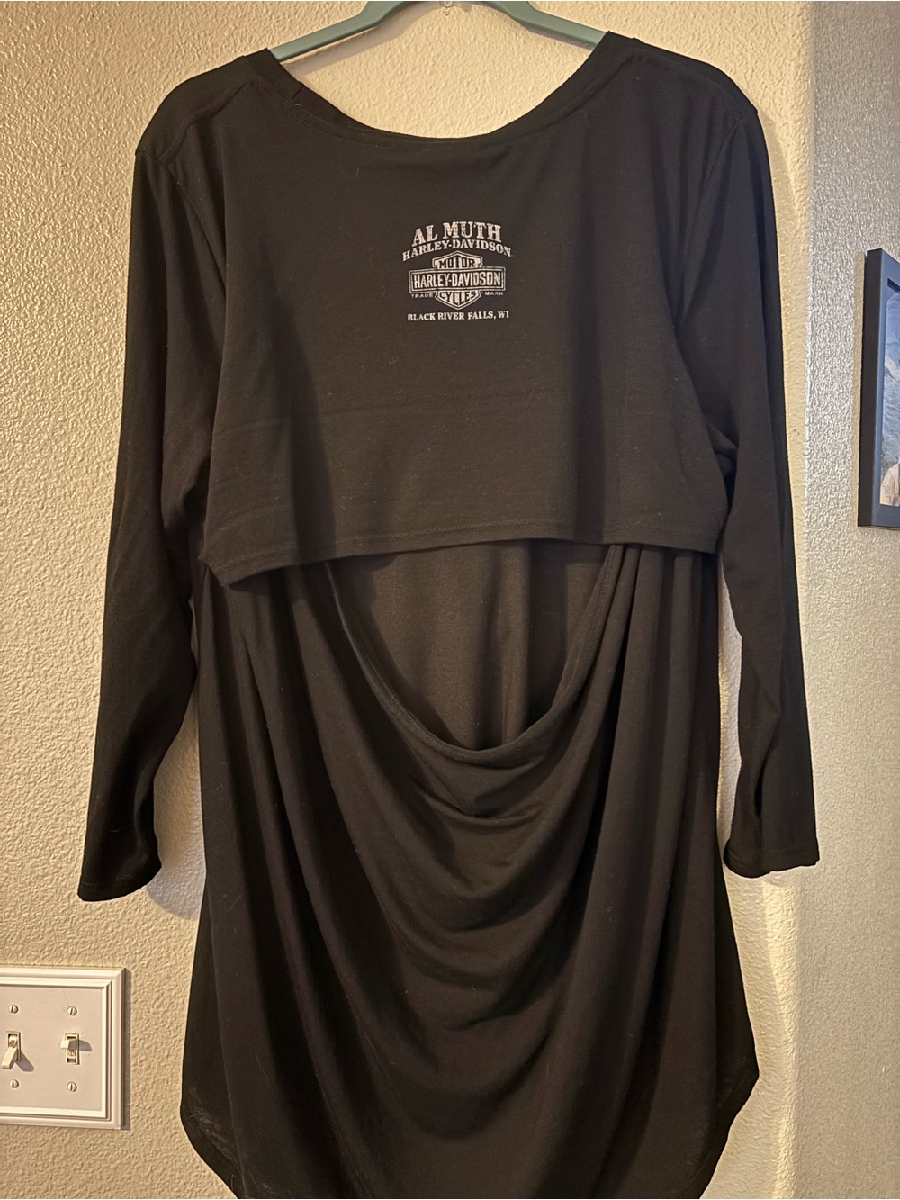 Harley Davidson 3XL Rhinestone Open Back Cowl Top Made in USA Plus - Picture 4 of 7